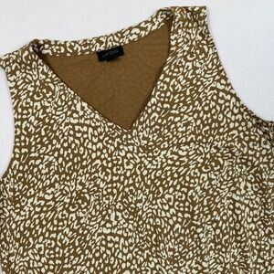 J. Jill Wearever Brown White Leopard Print V-Neck Sleeveless Tank Top Large